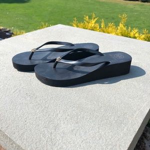 Women’s Tory Burch Black Wedge Flip Flops
